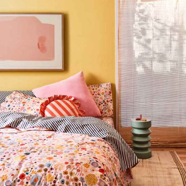 Tomato Stripe Round Ruffle Cushion